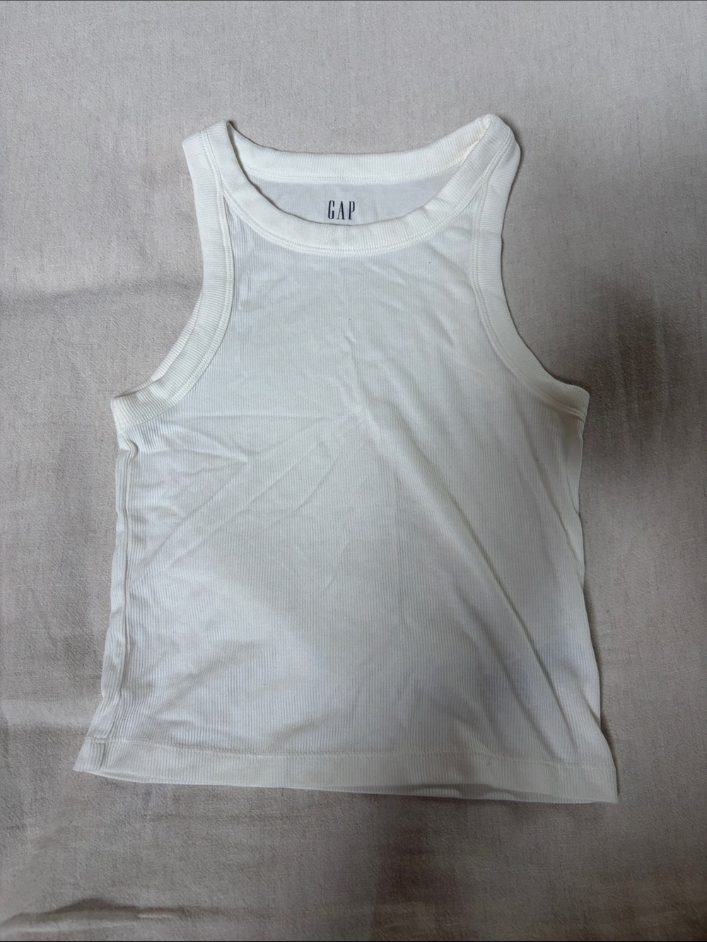 GAP Cream Ribbed Sleeveless Tank